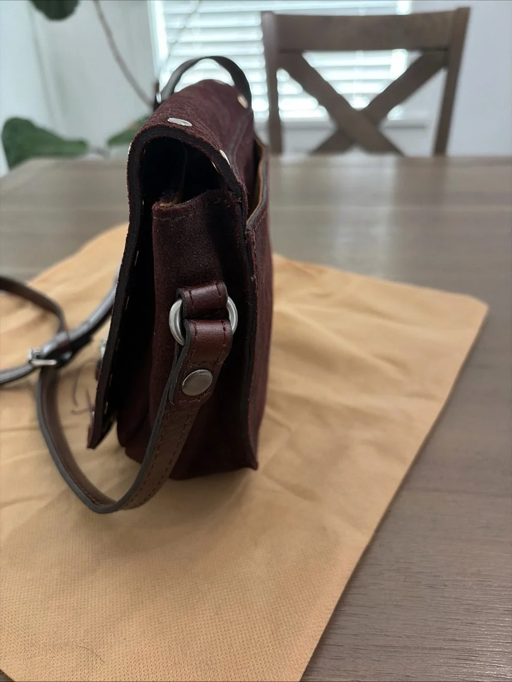 Patricia Nash Isola whiskey Suede Studded Crossbody Bag
